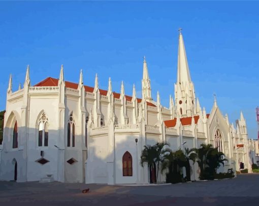 Chennai Santhome Church Paint By Numbers