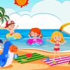 Children At The Beach On Summer Holiday Paint By Numbers