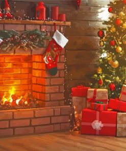 Christmas Fireplace Art Paint By Numbers