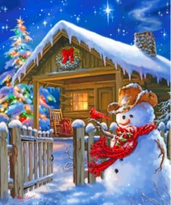 Christmas Cowboy Snowman Paint By Numbers