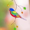 Colorful Glass With Bird Paint By Numbers