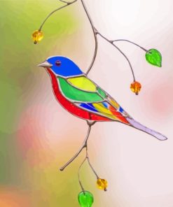 Colorful Glass With Bird Paint By Numbers