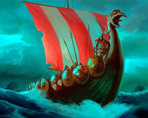 Cool Viking Ship Paint By Numbers