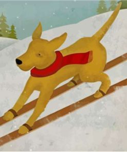 Dog Skiing In Snow Paint By Numbers