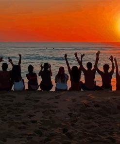 Friends At The Beach Silhouette Paint By Numbers