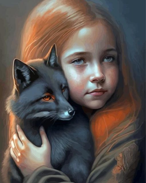 Girl And Black Fox Paint By Numbers