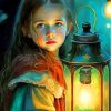 Girl And Lantern Paint By Numbers