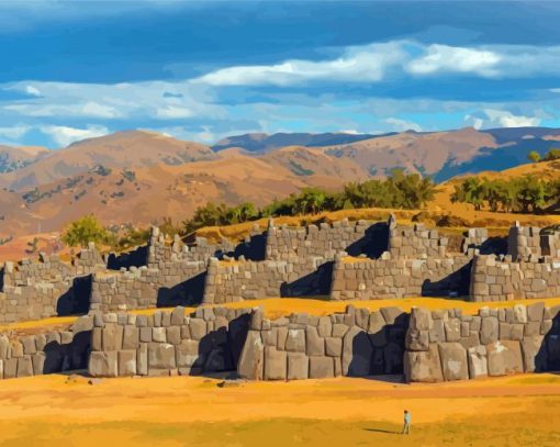 Inca Ruins Landscape Paint By Numbers