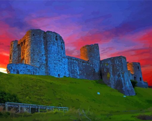 Kidwelly Castle With Beautiful Sunset View Paint By Numbers