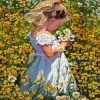 Little Girl And Daisies Paint By Numbers