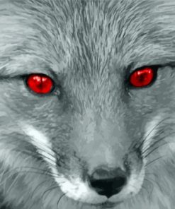 Monochrome Fox With Red Eyes Paint By Numbers