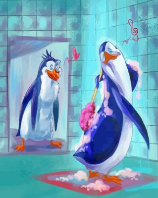 Penguins Of Madagascar In Bath Paint By Numbers