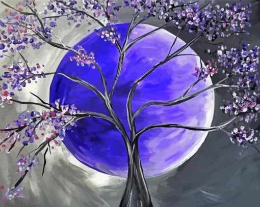 Purple Moon Tree Paint By Numbers