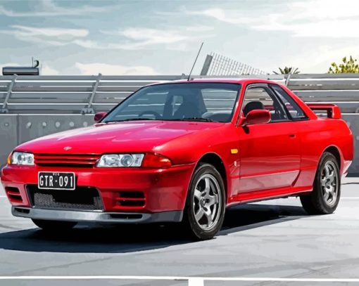 Red Skyline Car Paint By Numbers