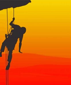 Abseiling Man Silhouette Paint By Numbers