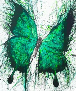 Abstract Blue And Green Butterfly Paint By Numbers