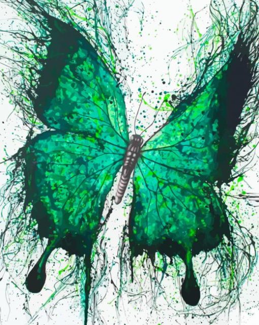 Abstract Blue And Green Butterfly Paint By Numbers