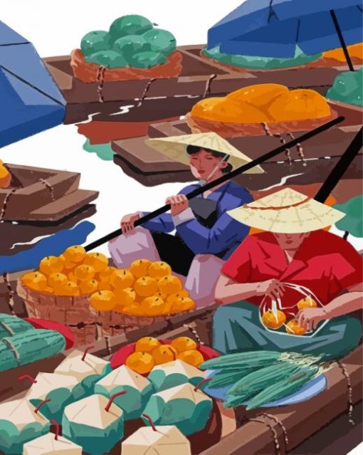 Bangkok Floating Market Paint By Numbers