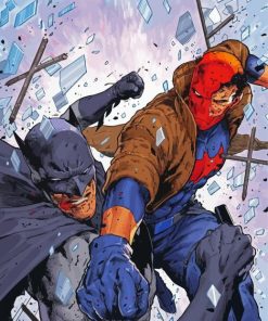 Batman And Red Hood Fighting Paint By Numbers