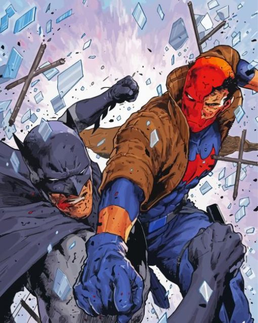 Batman And Red Hood Fighting Paint By Numbers