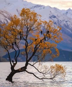 Birds On Tree In Lake Wanaka Paint By Numbers