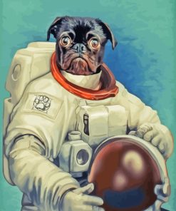 Black Pug Dog Astronaut Paint By Number