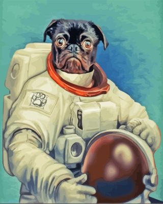 Black Pug Dog Astronaut Paint By Number