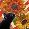 Black Cat And Sunflowers Paint By Numbers