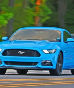 Blue Mustang On The Road Paint By Numbers