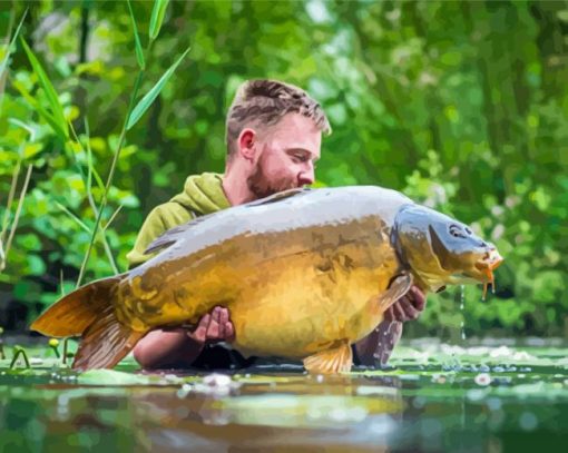 Carp Fishing In Water Paint By Numbers