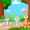 Cartoon Rabbits Paint By Numbers