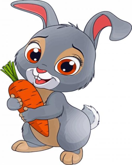 Cartoon Rabbit And Carrot Paint By Numbers