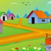 Cartoon Village Scene Paint By Numbers