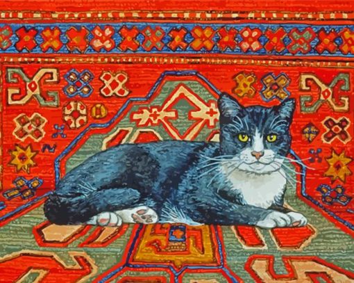 Cat And Persian Rug Paint By Numbers