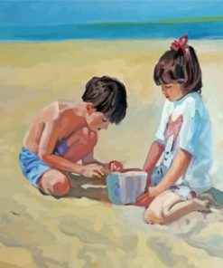 Children On Beach Paint By Numbers