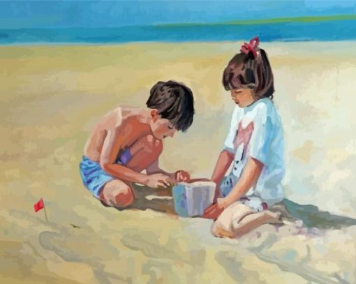 Children On Beach Paint By Numbers