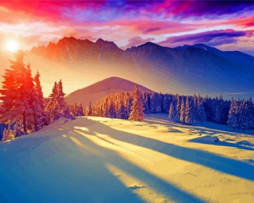 Colorful Winter Landscape Paint By Numbers