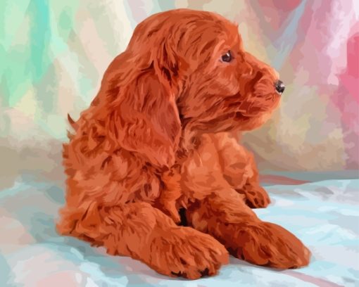 Dark Red Miniature Goldendoodle Paint By Numbers