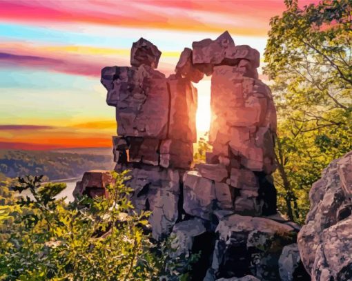 Devil's Lake State At Sunset Paint By Numbers