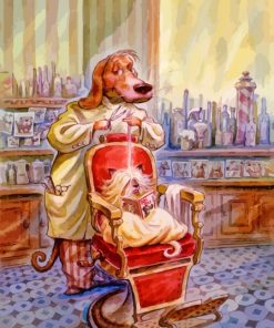 Dog In A Barbers Chair Art Paint By Numbers