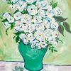 Green White Flowers Roses Bouquet Paint By Numbers