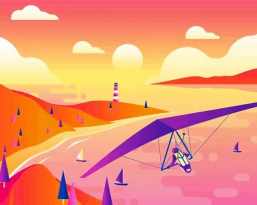 Hang Gliding Illustration Paint By Numbers