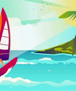 Illustration Windsurfer Paint By Numbers