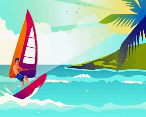 Illustration Windsurfer Paint By Numbers