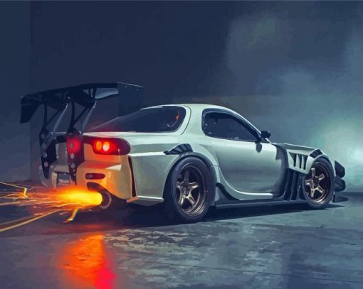 Mazda RX7 Shooting Flames Paint By Numbers