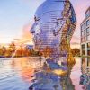 Metalmorphosis Sculpture With Sunset Reflection Paint By Numbers