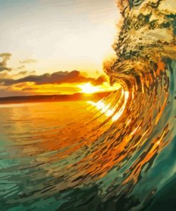 Ocean Wave Sunrise Scene Paint By Numbers