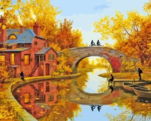 Old Country Bridge In Autumn Paint By Numbers