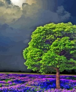 Purple Blossom Moon Landscape Paint By Numbers