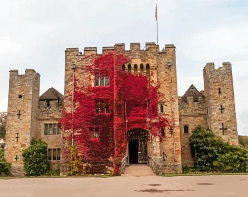 Red Plant On Hever Castle Wall Paint By Numbers